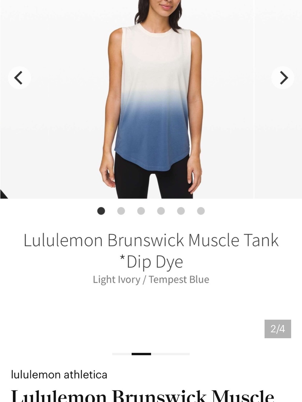 lululemon athletica Dip-Dye Muscle Tank in Light Ivory and Tempest Blue